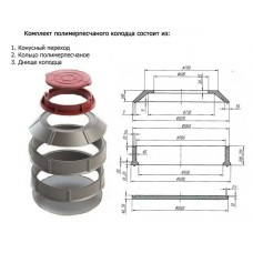 Колодец полимерно - песчаный Ду 1000 мм, высота 2000 мм в комплекте