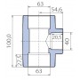 Тройник Ekoplastik 63x40x63 переходной